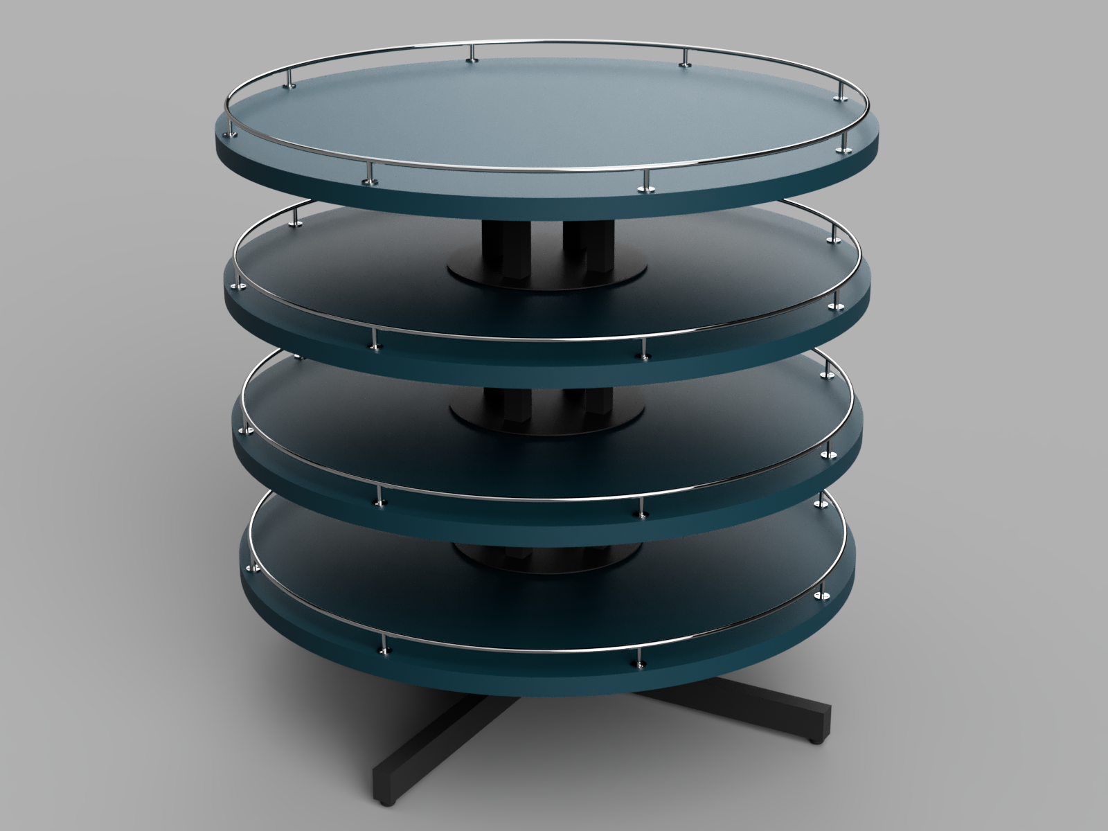 店舗什器 三段 棚 丸形 回転 北海道 物産展 ディスプレイ キャスター付き 観光 思い出 ラック 札幌 厚別店 札幌市内近郊限定 店舗什器 三段 棚 丸形 回転 北海道 物産展